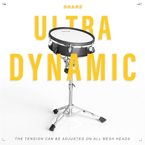 AKLOT Fully-Expandable Electric Drum Set: Independent Stand System, 12" Wooden Snare, Independent Hi-Hat and Triple-Zone Ride Cymbal, Mesh Bass Drum