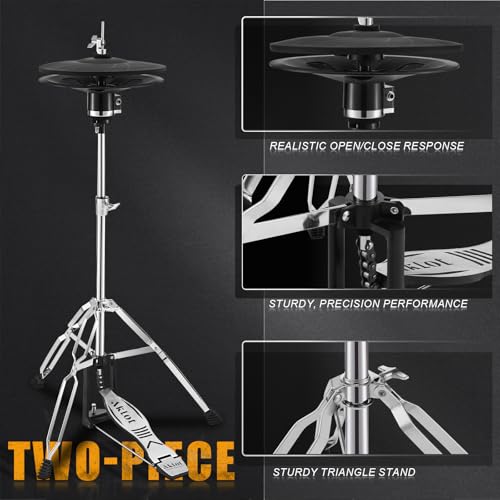 AKLOT Expanded-Size Electric Drum Set: Independent Double Pedal Bass Drum and 10’’ Dual-Zone Snare, Two-Piece Standalone Hi-Hat, 12’’ Triple-Zone