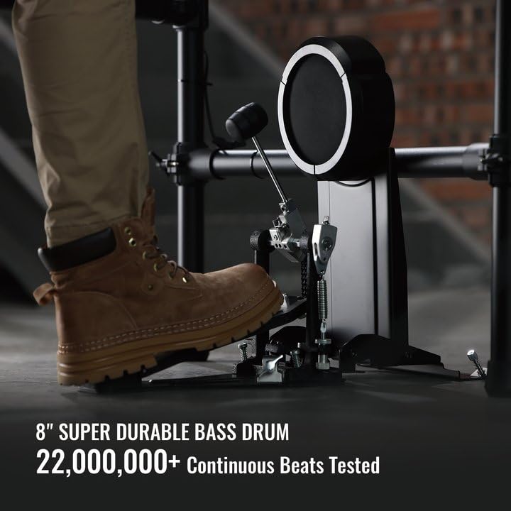 HAMPBACK ACE-530 Electric Drum Set with Double Layers Mesh Heads, Choke Cymbal, Independent Hi-hat Stand, Restore Authentic Drum Sound & Percussive