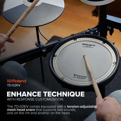 Roland TD-02KV V-Drums | Electronic Drum Kit with Expressive Playability, Noise-Reducing Features, Mesh-Head Snare, Wide Acoustic-Style Playing