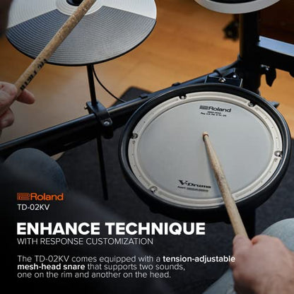 Roland TD-02KV V-Drums | Electronic Drum Kit with Expressive Playability, Noise-Reducing Features, Mesh-Head Snare, Wide Acoustic-Style Playing