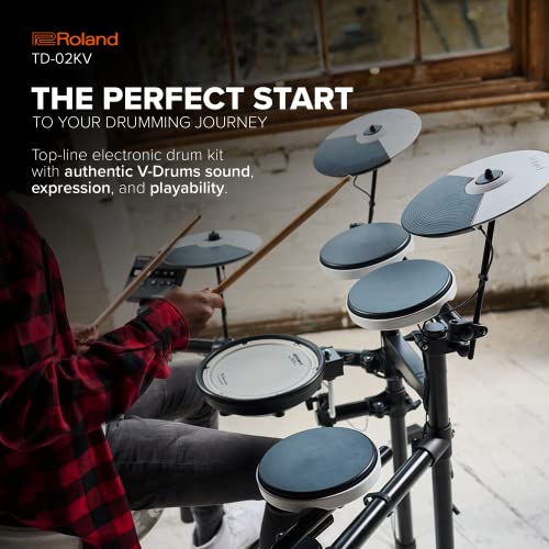 Roland TD-02KV V-Drums | Electronic Drum Kit with Expressive Playability, Noise-Reducing Features, Mesh-Head Snare, Wide Acoustic-Style Playing