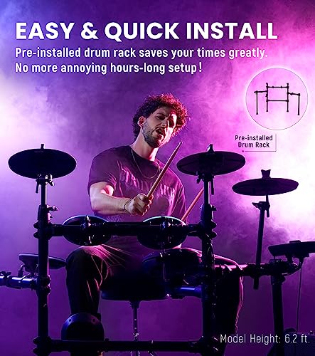 The ONE Polaris Drums, Electric Drum Set with USB MIDI and Bluetooth Audio & USB MIDI Connectivity, Electronic Drum Set with Quiet Mesh Pads, 600+