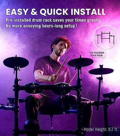 The ONE Polaris Drums, Electric Drum Set with USB MIDI and Bluetooth Audio & USB MIDI Connectivity, Electronic Drum Set with Quiet Mesh Pads, 600+