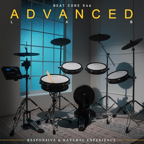 AKLOT Fully-Expandable Electric Drum Set: Independent Stand System, 12" Wooden Snare, Independent Hi-Hat and Triple-Zone Ride Cymbal, Mesh Bass Drum