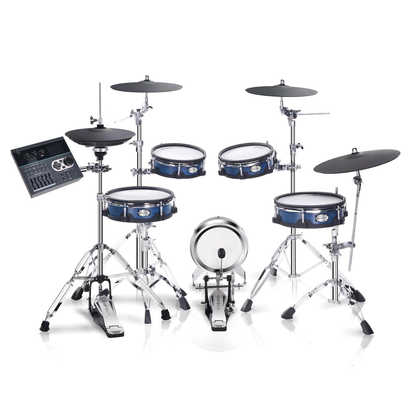 HAMPBACK ACE-970 Electric Drum Set with Double Layers Mesh Heads, Choke Cymbal, Independent Hi-hat Stand, Restore Authentic Drum Sound & Percussive