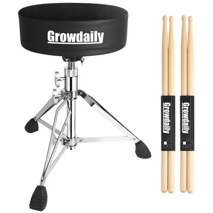 AKLOT Fully-Expandable Electric Drum Set: Independent Stand System, 12" Wooden Snare, Independent Hi-Hat and Triple-Zone Ride Cymbal, Mesh Bass Drum